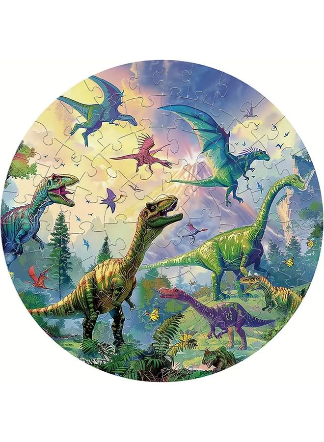 عالم الديناصورات 70 قطعة لغز دائري سميك ومتين للمتعة العائلية في أعياد الميلاد - Image 3